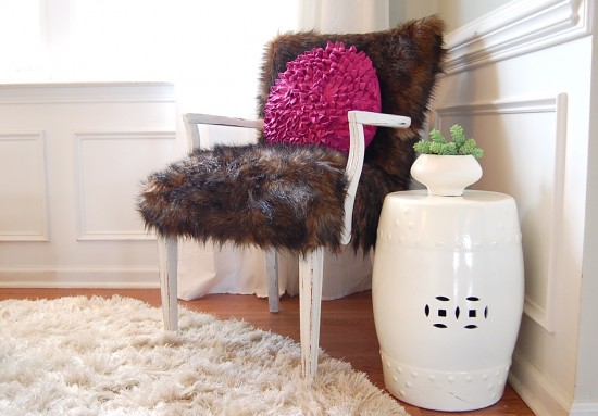 Fur Chair :: No Sew Reupholstery
