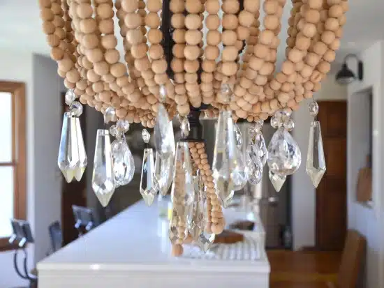 wood & crystal chandelier