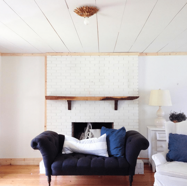 wood ceiling over popcorn ceiling