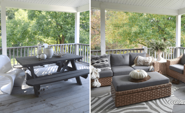 before & after of porch